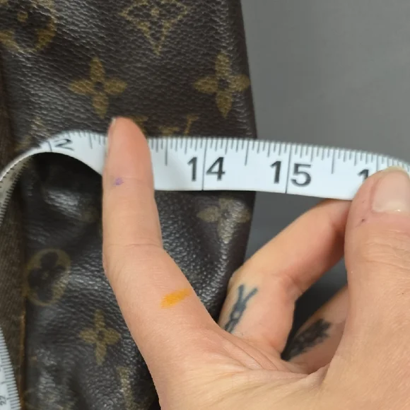 Vintage 1980s Louis Vuitton Brown Monogram Shoulder Bag. Name On Strap Detail.
